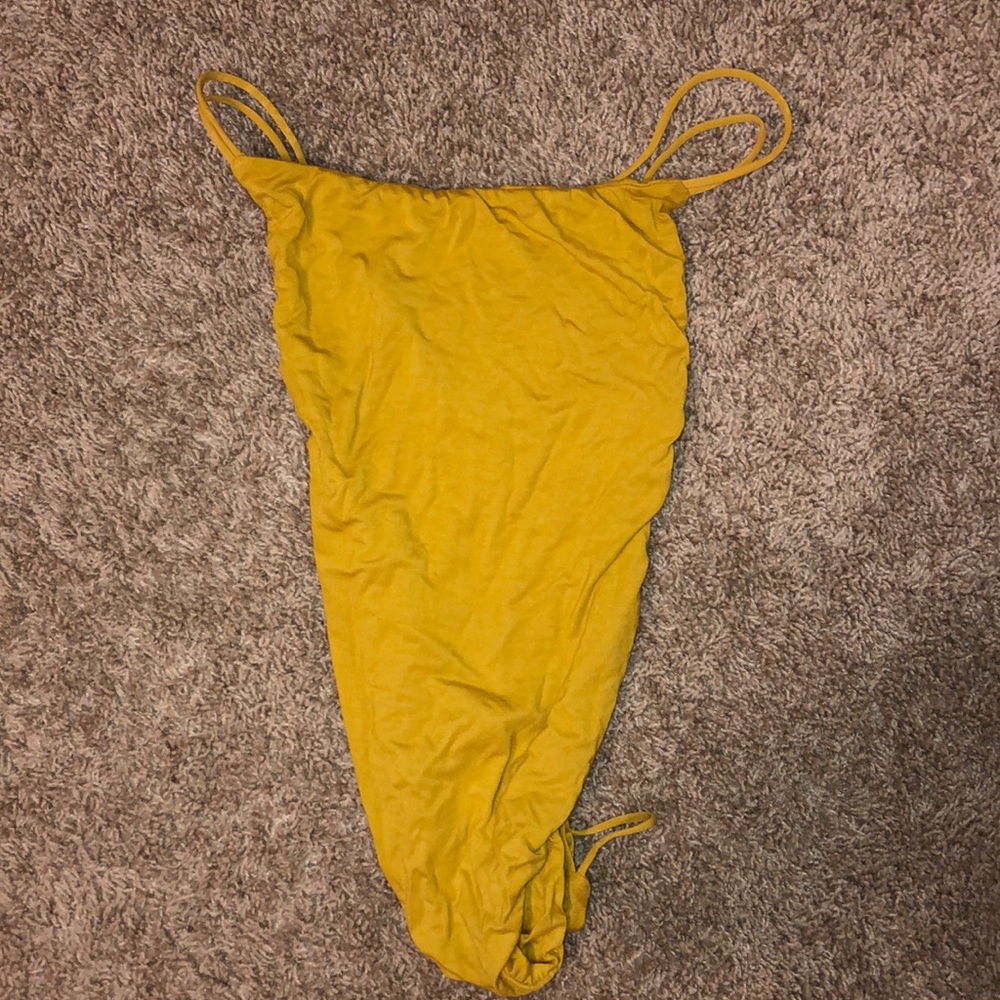 Yellow backless strappy bodysuit